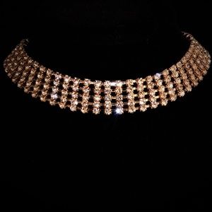 Gold Crystal Choker with Earrings